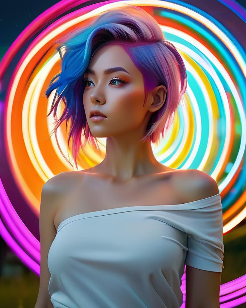 00892-1000364889-a award winning portrait of a beautiful woman with stunning eyes in a one off shoulder croptop and cargo pants with rainbow colo.png